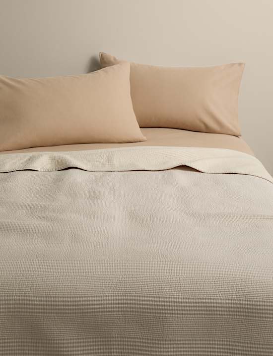 Cotton Rich Ribbed Bedspread with Linen