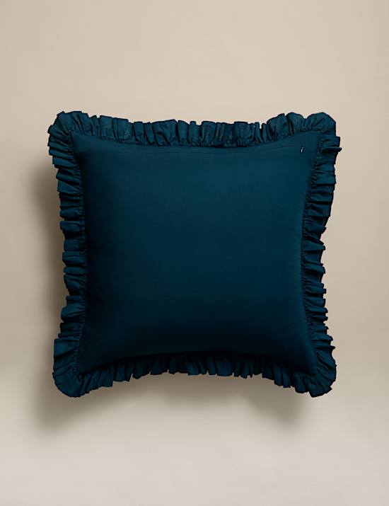 Pure Cotton Textured Ruffle Trim Cushion