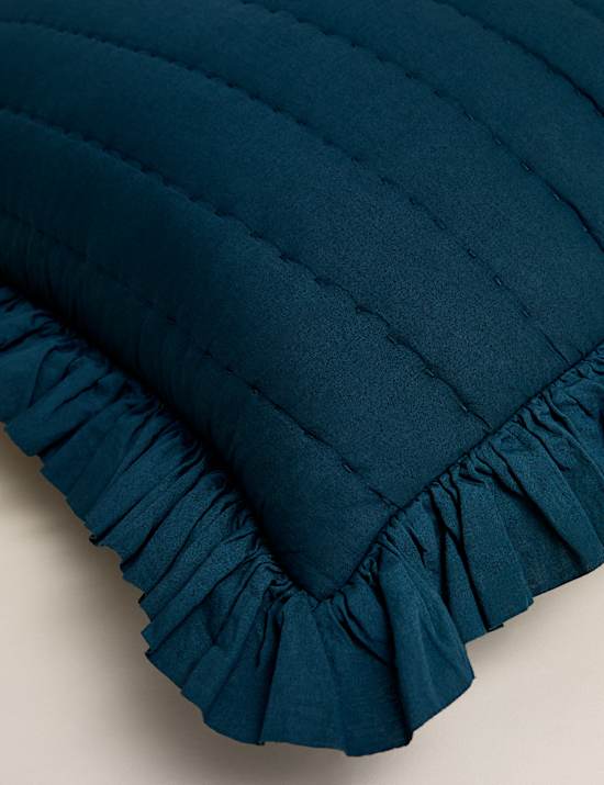 Pure Cotton Textured Ruffle Trim Cushion