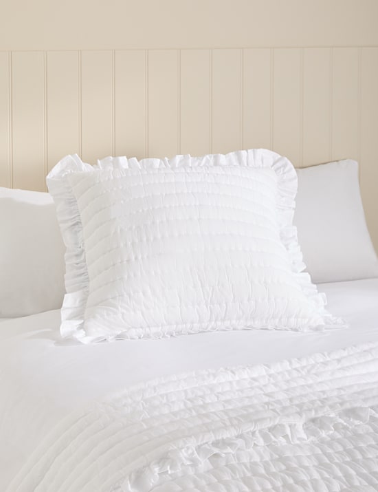 Pure Cotton Textured Ruffle Trim Cushion