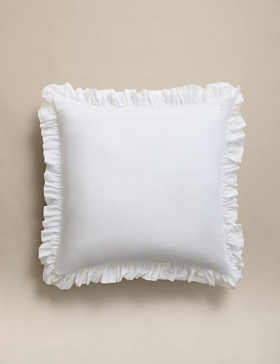 Pure Cotton Textured Ruffle Trim Cushion
