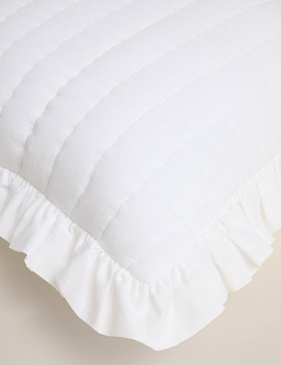 Pure Cotton Textured Ruffle Trim Cushion