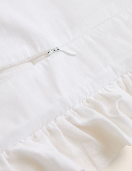 Pure Cotton Textured Ruffle Trim Cushion