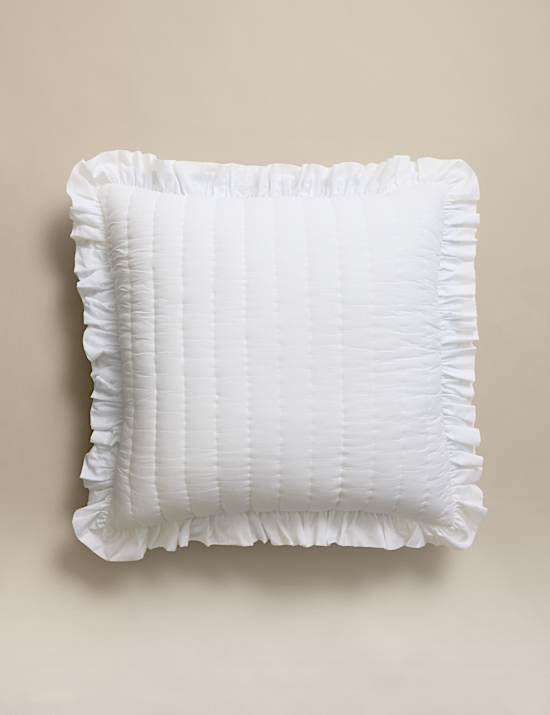 Pure Cotton Textured Ruffle Trim Cushion