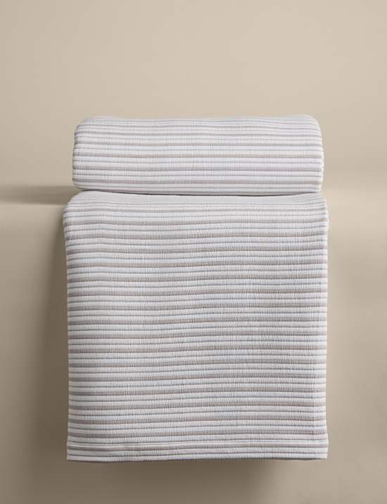 Cotton Rich Striped Matelass&eacute; Bedspread