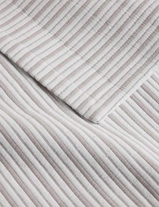 Cotton Rich Striped Matelass&eacute; Bedspread