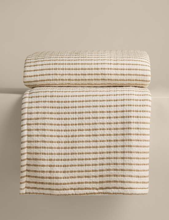Cotton Rich Striped Matelasse Bedspread