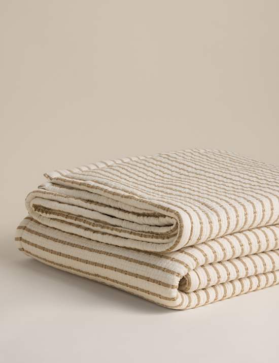 Cotton Rich Striped Matelasse Bedspread