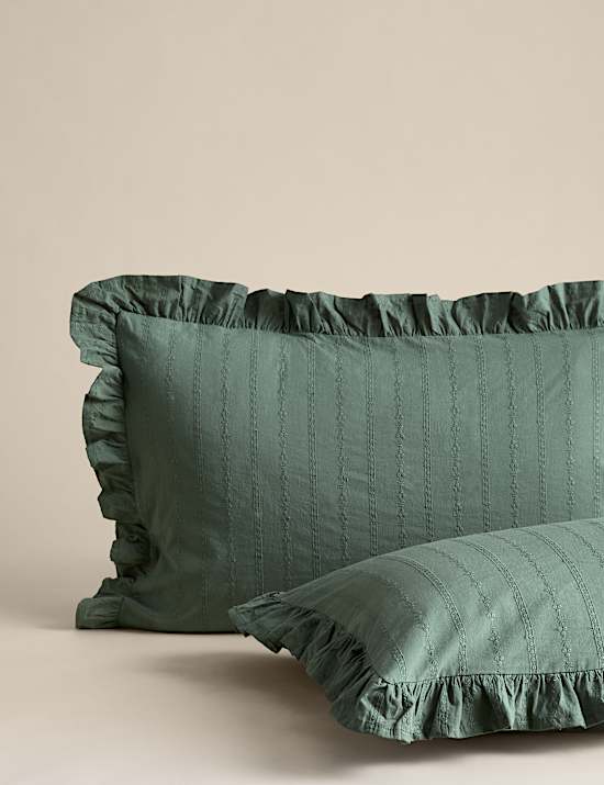 Parure de lit 100 % coton à broderie française à volants