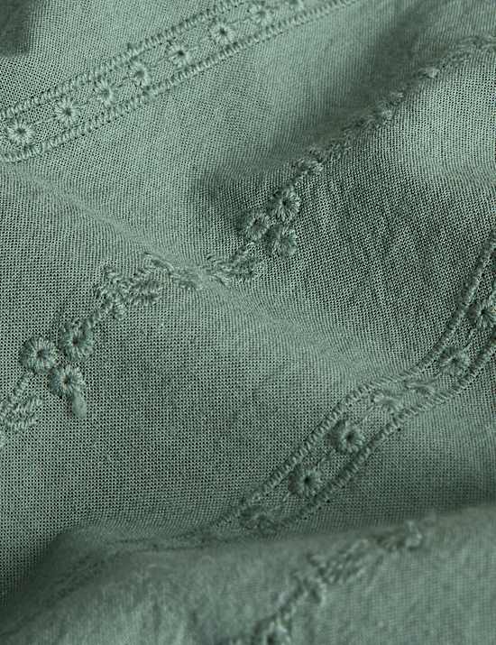 Parure de lit 100 % coton à broderie française à volants