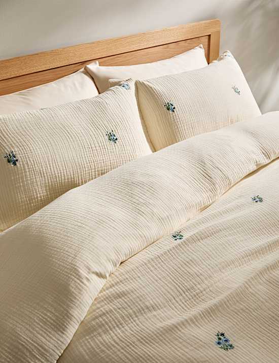 Pure Cotton Embroidered Flower Bedding Set