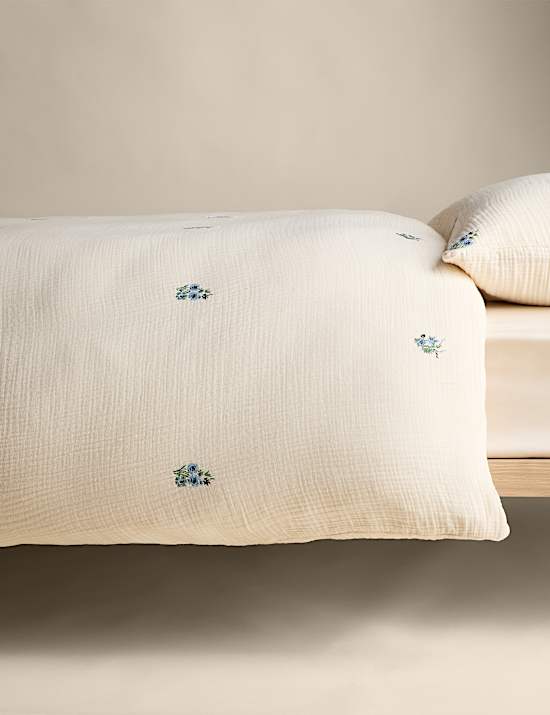 Pure Cotton Embroidered Flower Bedding Set