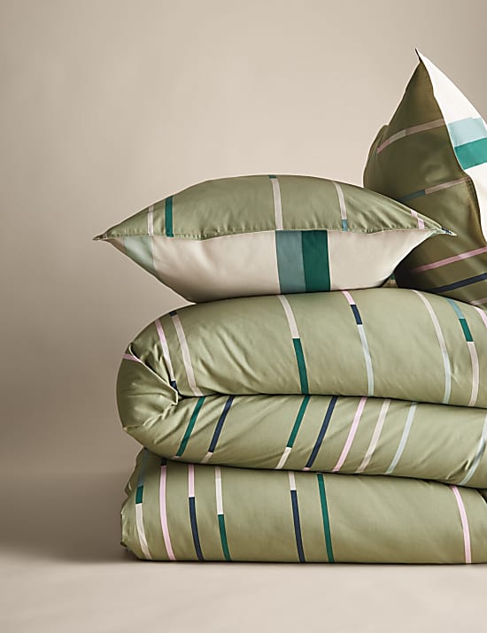 Parure de lit en coton à rayures