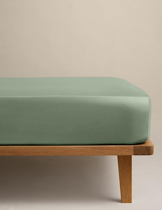 Drap-housse 100 % coton satin&eacute; &agrave; bonnets profonds