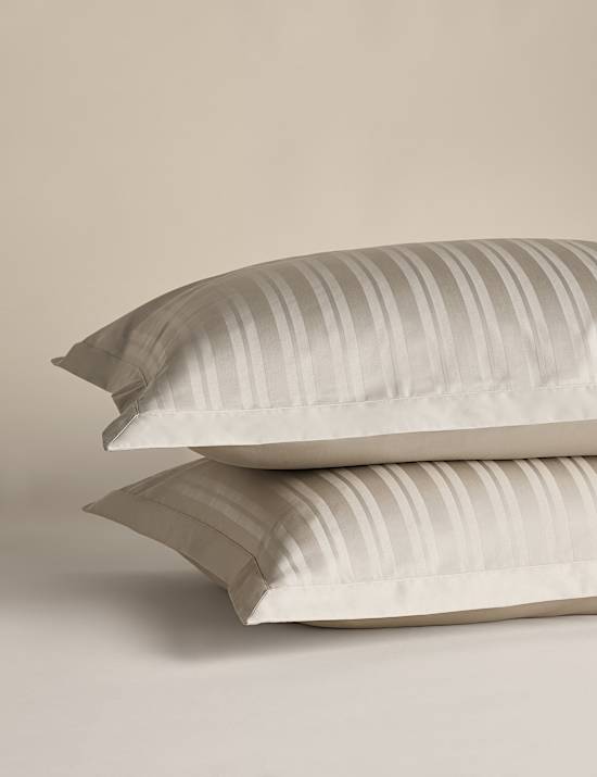 Pruhovaný žakárový povlak na polštář z čisté bavlny, 2 ks
