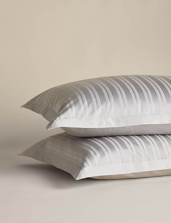 Pruhovaný žakárový povlak na polštář z čisté bavlny, 2 ks