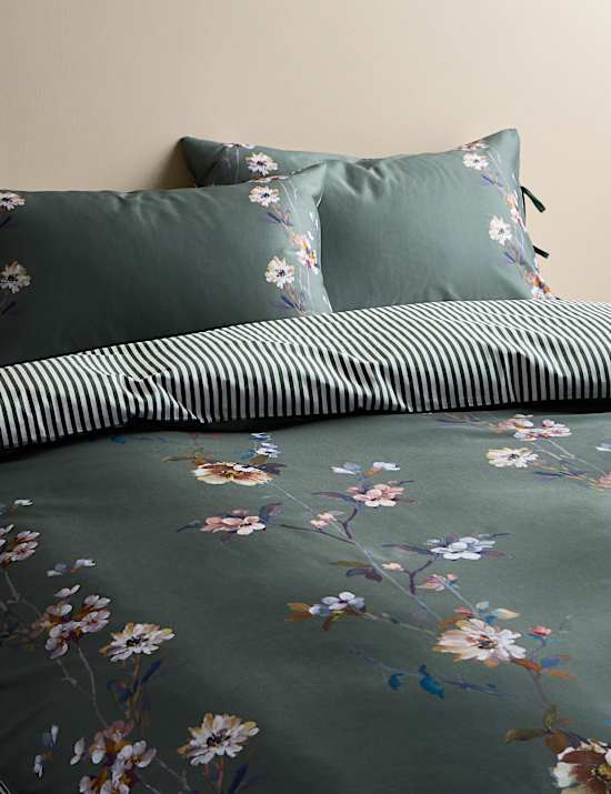 Pure Cotton Sateen Solene Painted Blooms Bedding Set