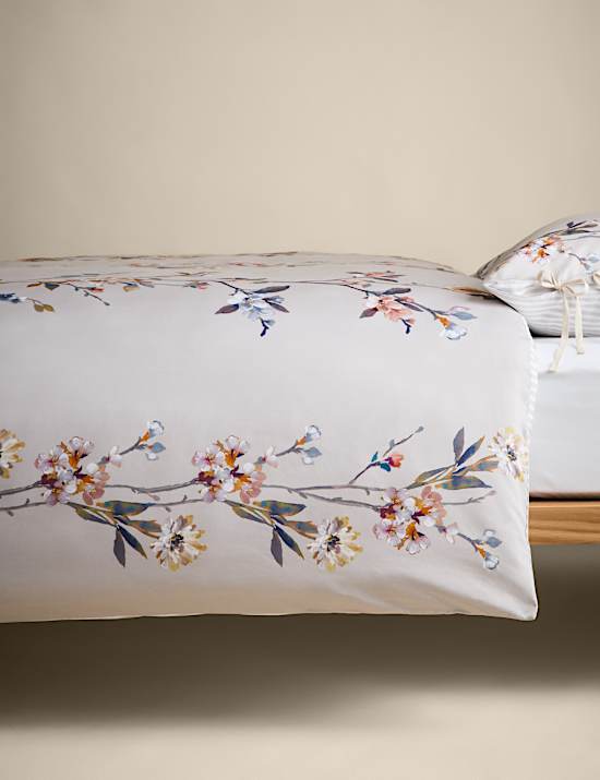 Pure Cotton Sateen Solene Painted Blooms Bedding Set