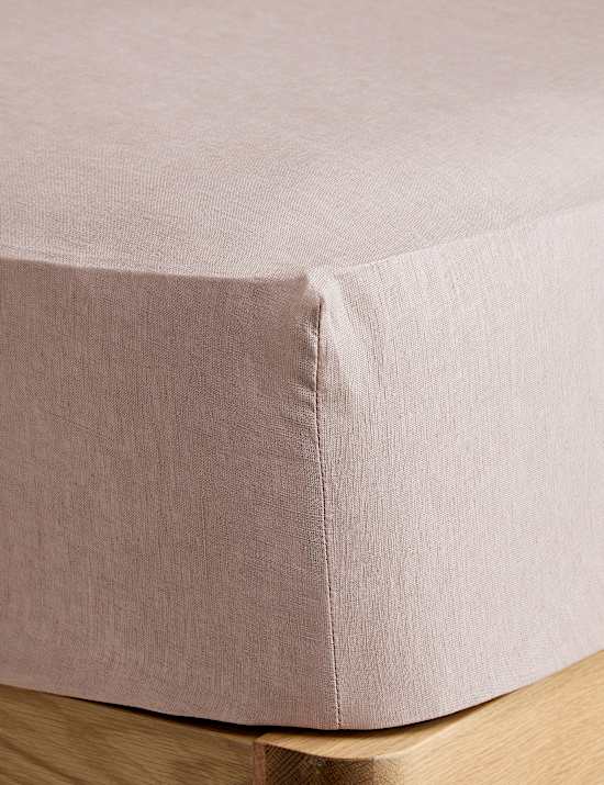 Tief geschnittenes Spannbettlaken aus reinem Leinen