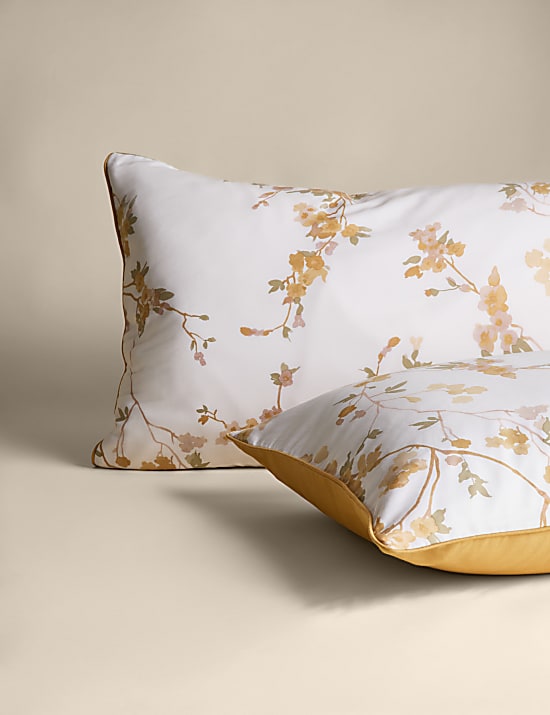 Parure de lit en satin 100 % coton à motif fleur de cerisier