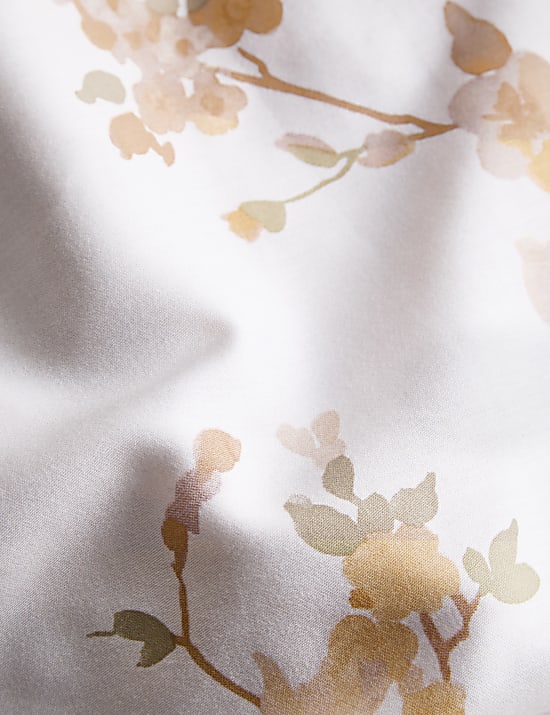 Parure de lit en satin 100 % coton à motif fleur de cerisier