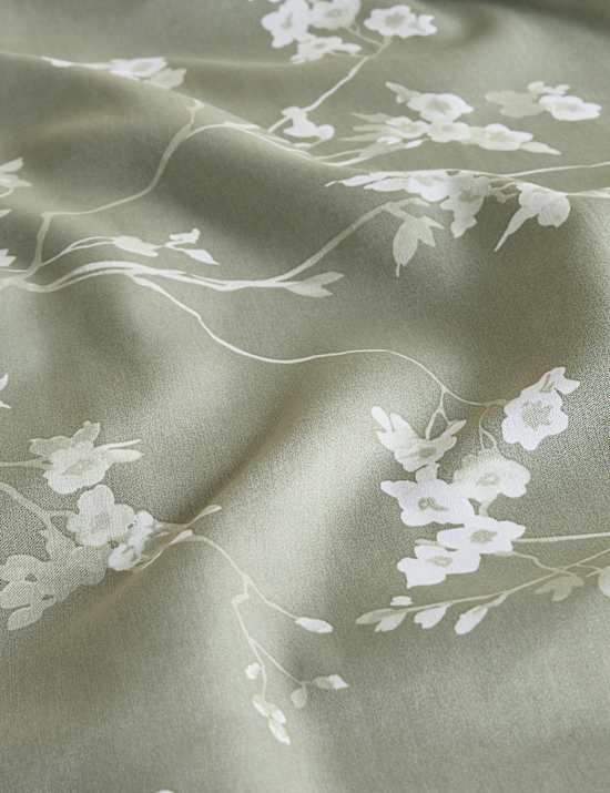 Pure Cotton Sateen Cherry Blossom Deep Fitted Sheet