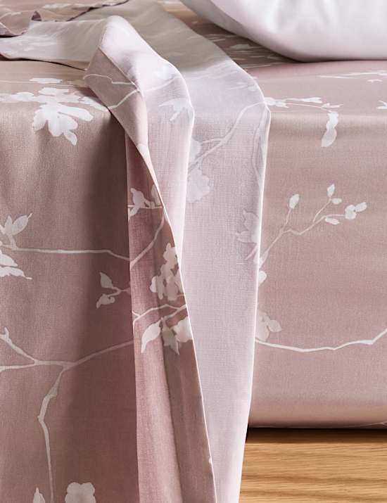 Pure Cotton Sateen Cherry Blossom Flat Sheet