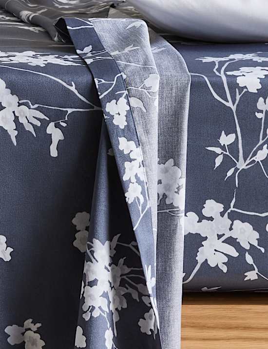 Pure Cotton Sateen Cherry Blossom Flat Sheet