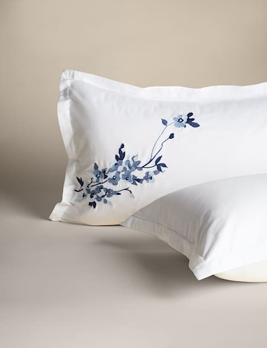 Trailing Cherry Blossom Embroidered Bedding Set