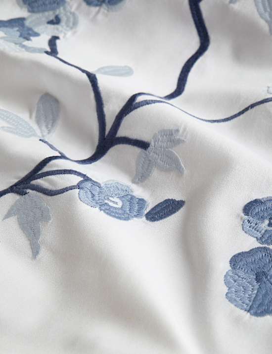 Trailing Cherry Blossom Embroidered Bedding Set