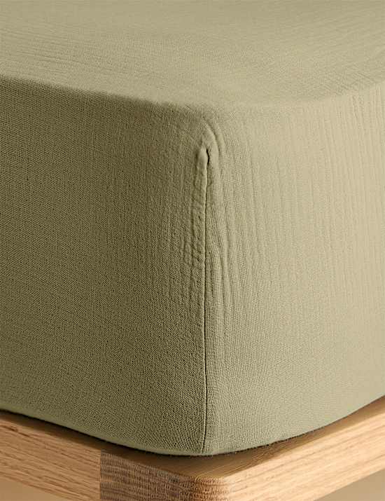 Pure Cotton Muslin Deep Fitted Sheet