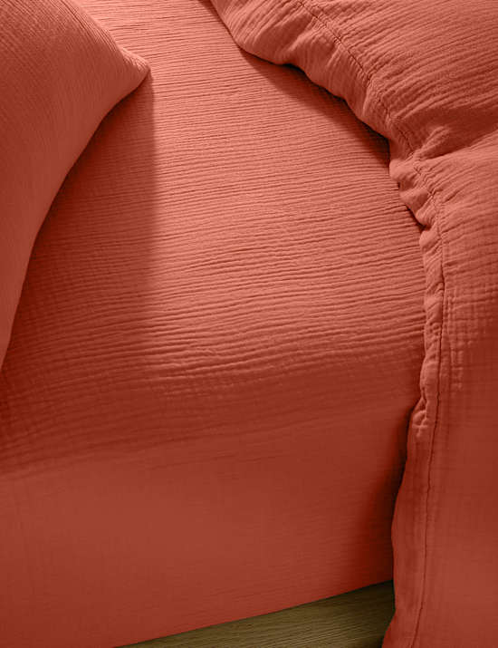 Pure Cotton Muslin Deep Fitted Sheet