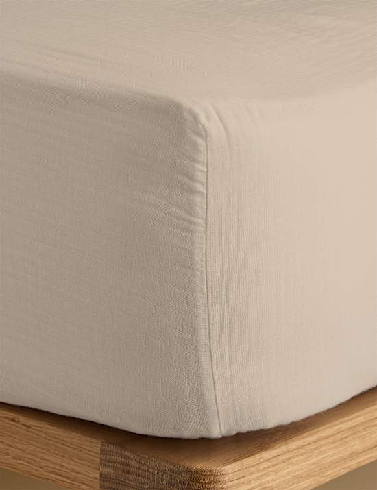 Napínací prostěradlo na vysokou matraci z čistě bavlněného mušelínu