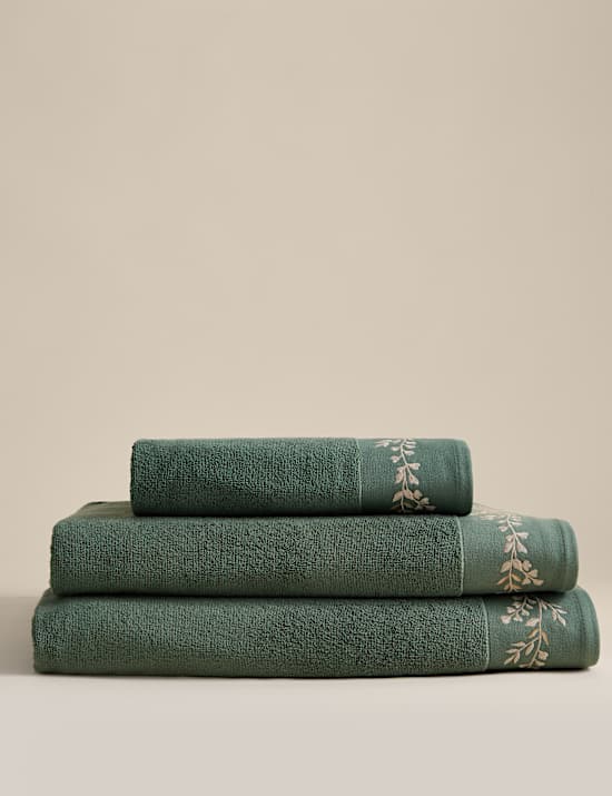 Pure Cotton Embroidered Floral Bath Towel