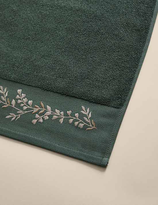 Pure Cotton Embroidered Floral Bath Towel