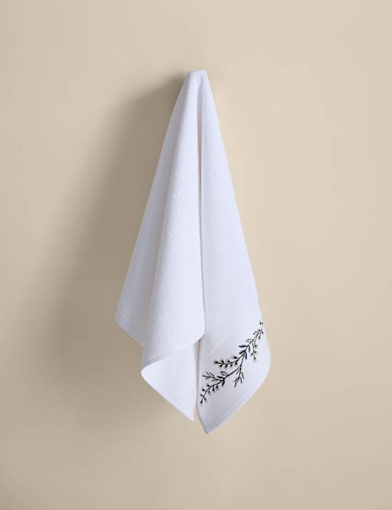 Pure Cotton Embroidered Floral Bath Towel
