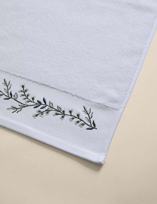 Pure Cotton Embroidered Floral Bath Towel