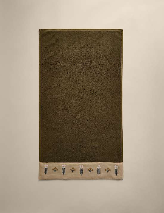 Pure Cotton Floral Embroidered Towel