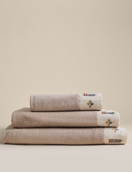 Pure Cotton Floral Embroidered Towel
