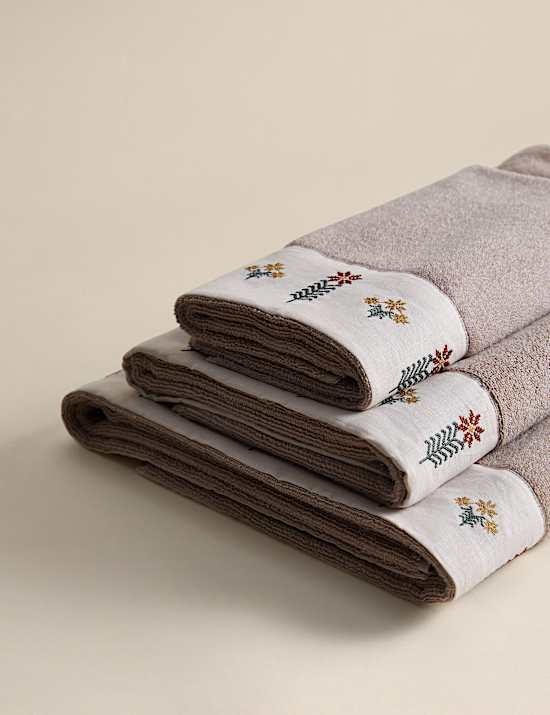 Pure Cotton Floral Embroidered Towel