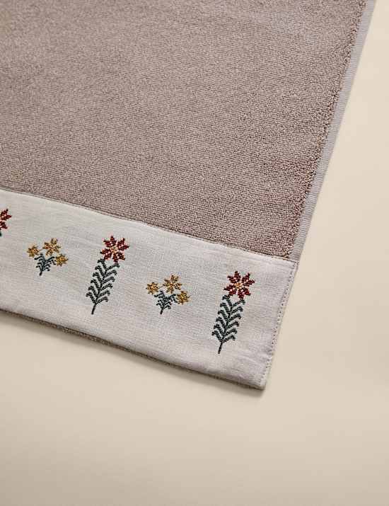 Pure Cotton Floral Embroidered Towel
