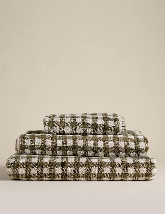 Pure Cotton Gingham Embroidered Towel