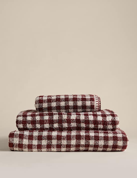 Pure Cotton Gingham Embroidered Towel