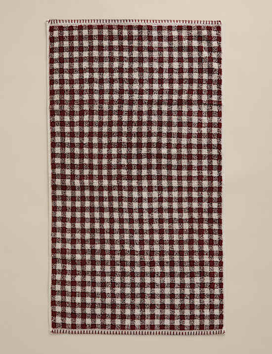 Zuiver katoenen, geborduurde handdoek met gingham-ruiten
