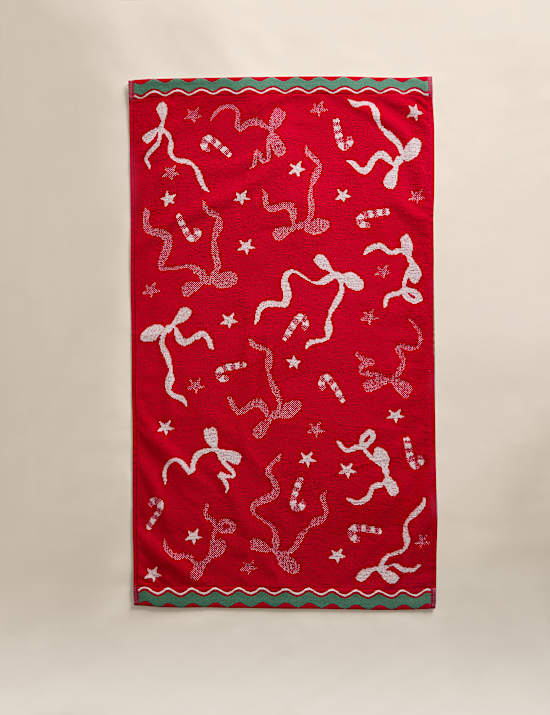 2er-Pack Handt&uuml;cher mit Weihnachtsschleife