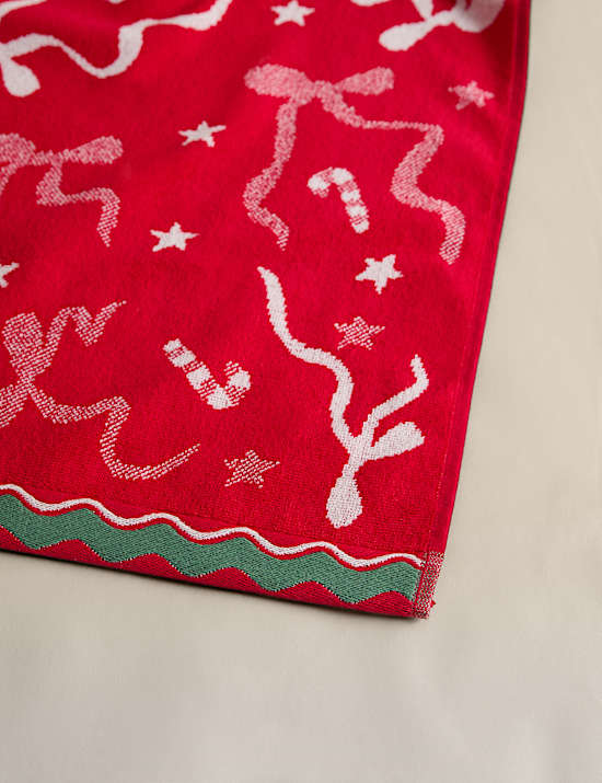 2er-Pack Handt&uuml;cher mit Weihnachtsschleife