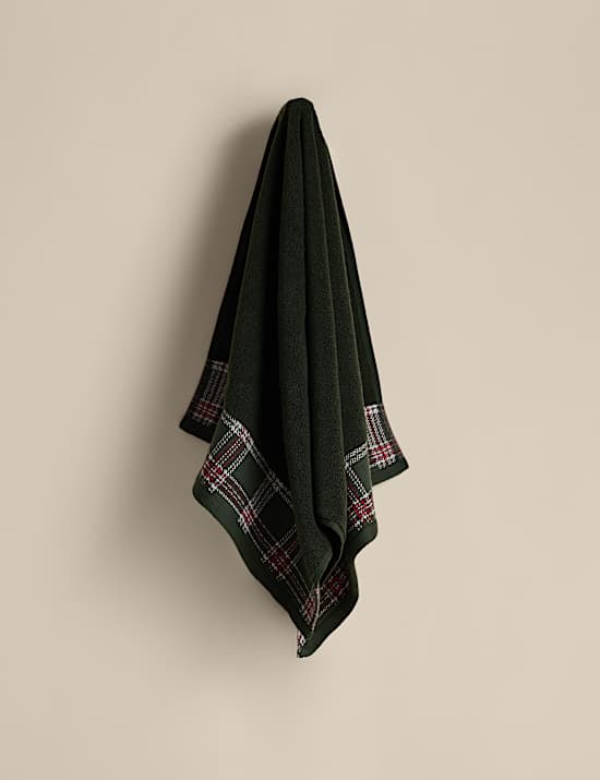 2pk Pure Cotton Merry Christmas Tartan Hand Towels