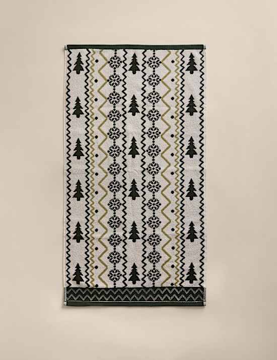 2er-Pack Handt&uuml;cher aus reiner Baumwolle mit Weihnachtsbaummotiv