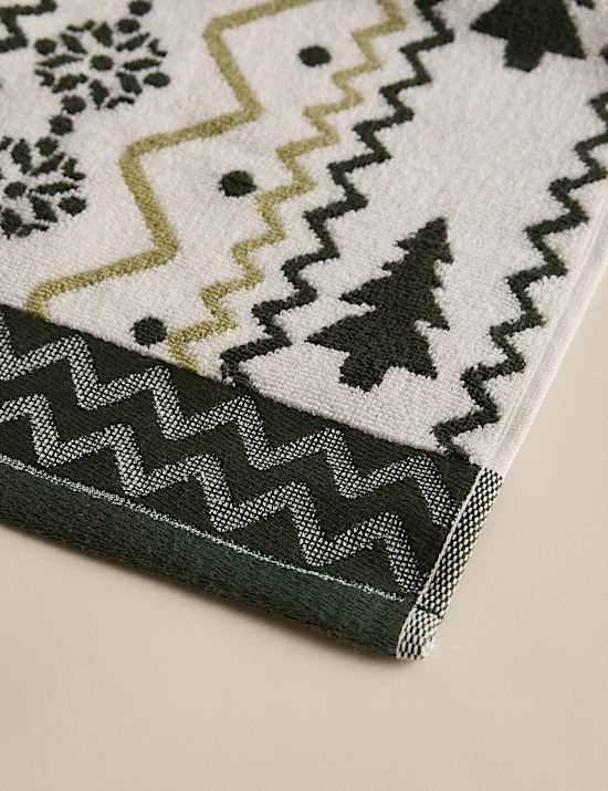 2er-Pack Handt&uuml;cher aus reiner Baumwolle mit Weihnachtsbaummotiv