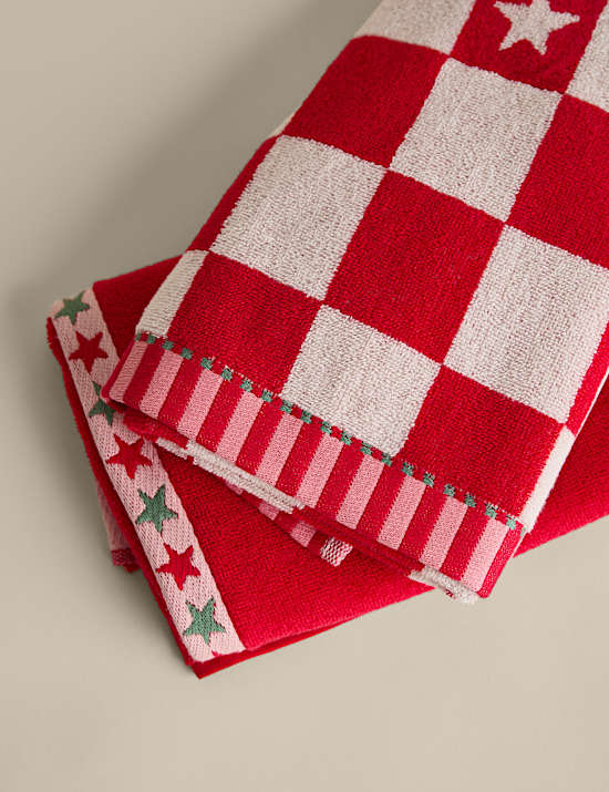 Pack de 2 toallas de mano navideñas 100 % algodón con texto “Santa Baby”